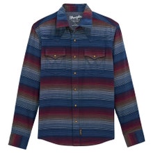Wrangler Men's Retro Horizontal Stripe Long Sleeve Shirt - Navy Multi