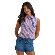 Wrangler Women's Retro® Americana Striped Sleeveless Snap Shirt - White