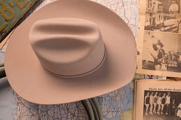 Serratelli Hat Company inside of cowboy hat with logo that says the company name and Made in the USA