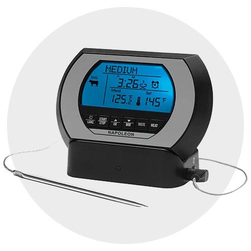 Digital meat thermometer icon. Click to shop grill tools and accessories.