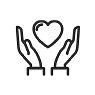 Hands holding a heart icon