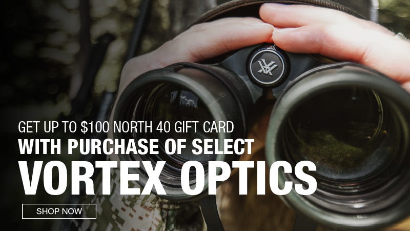 Get a discount of up to $100 gift card on select Vortex optics with your purchase. Take advantage of this offer today.