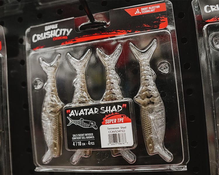 the new avatar shad from rapala on the wall at the icast booth 2026