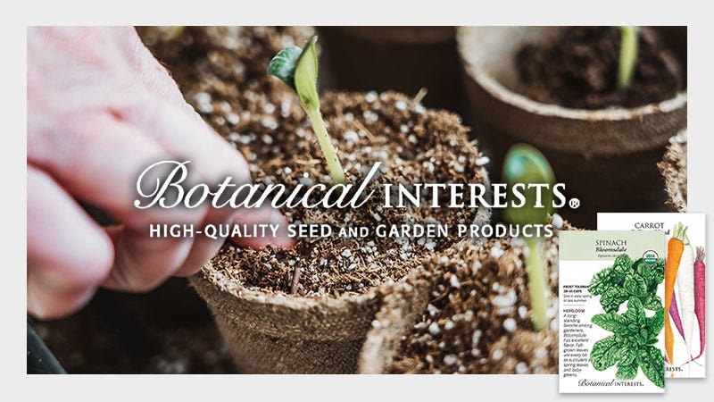 Planting Seeds in Seed Starter Pots with the Botanical Interests Logo