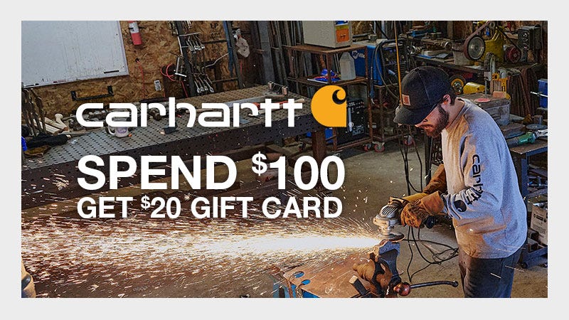 Man Wearing Carhartt Shirt with the text View the Complete Mailer overlaid on top