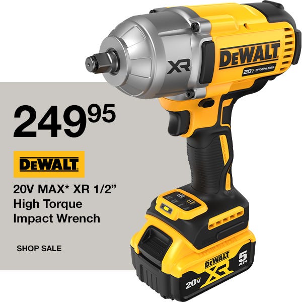 image of DeWalt 20V MAX* XR 1/2” High Torque Impact Wrench 