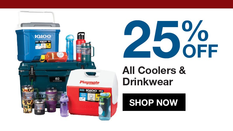 25% off Coolers & Drinkware - Friday only!!