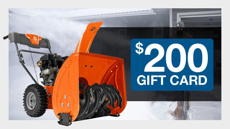 husqvarna snow blower with 200 gift card 