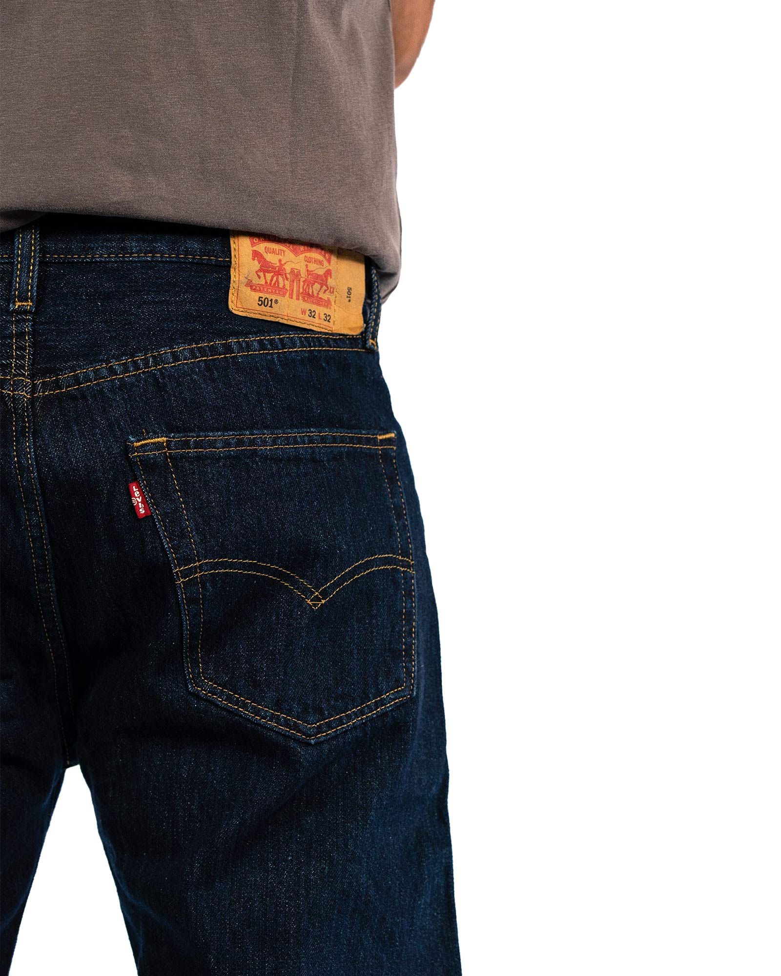A view of back pocket on the Levi's 501 jeans