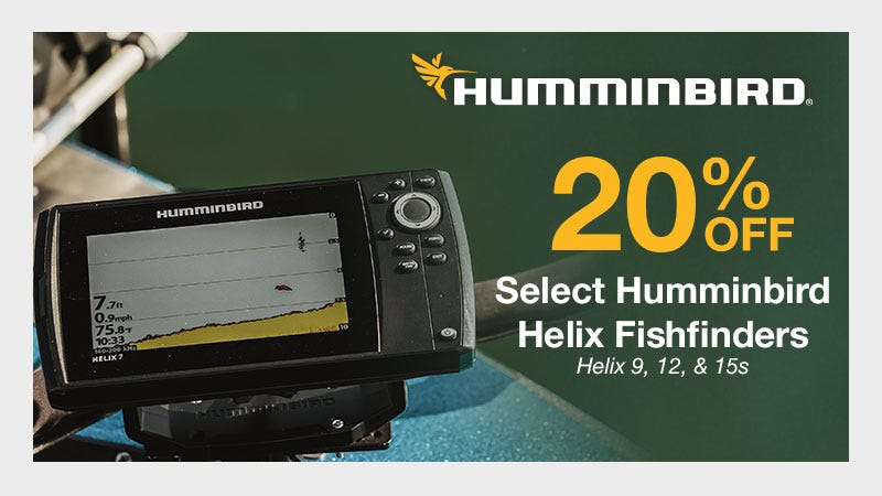 Humminbird helix fishfinder on kayak; on sale at north 40; 20%