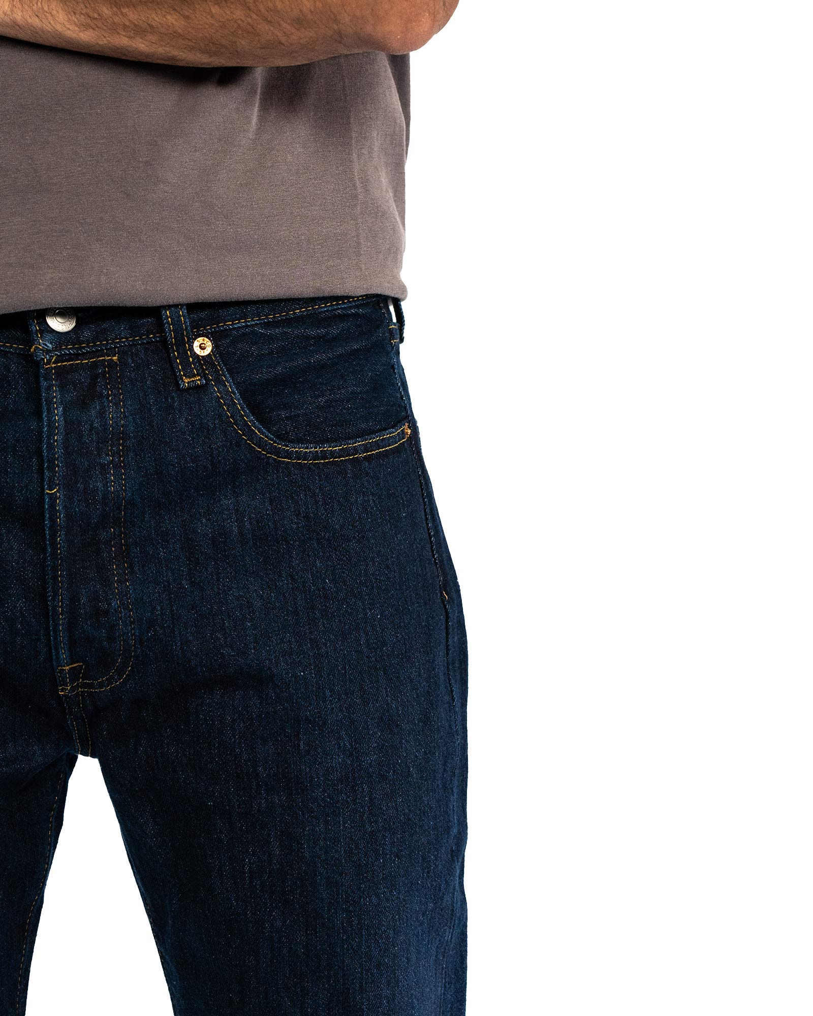 A front view of the pocket on the Levi's 501 jeans