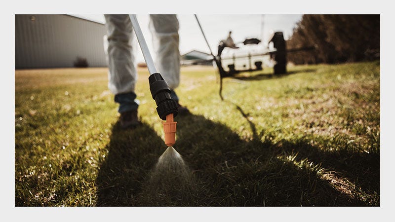 Agriculture Spraying on green grass