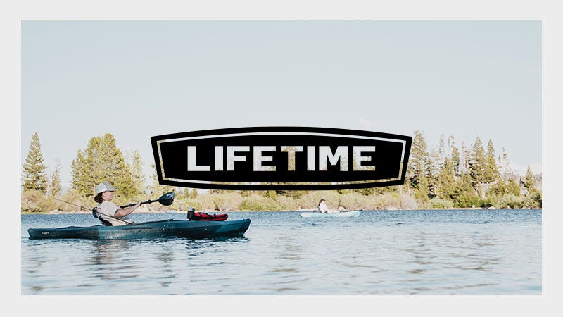 Person Kayaking with the Lifetime Logo