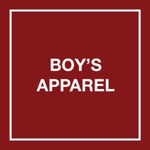 boys apparel copy on red background