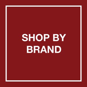 shop by brand copy on red background