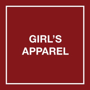 girls apparel copy on red background