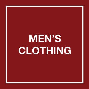 mens clothing copy on red background