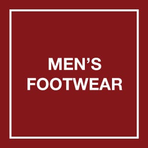 mens footwear copy on red background