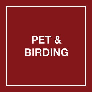 pet and birding copy on red background