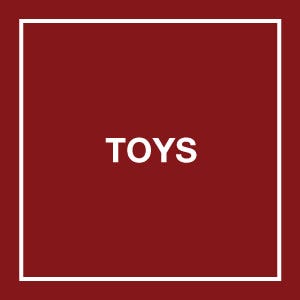 toys copy on red background