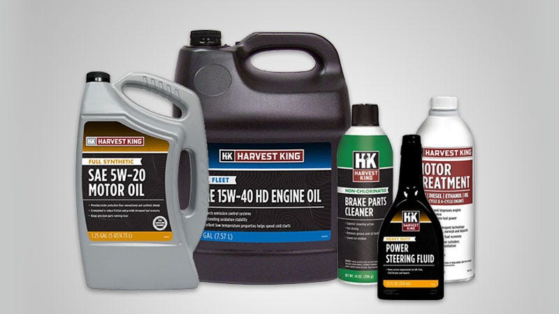 Harvest King Automotive Motor and Engine Oil, Brake parts cleaner, power steering fluid, and motor treatment