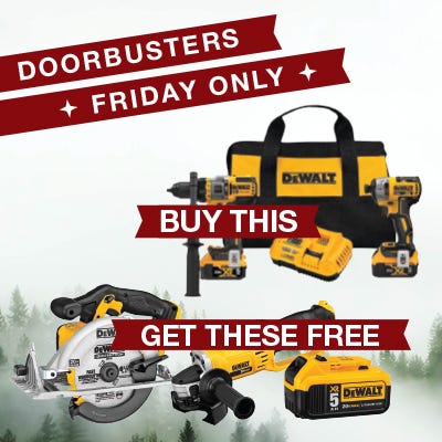 friday only - Buy a dewalt toolkit and get 3 free items