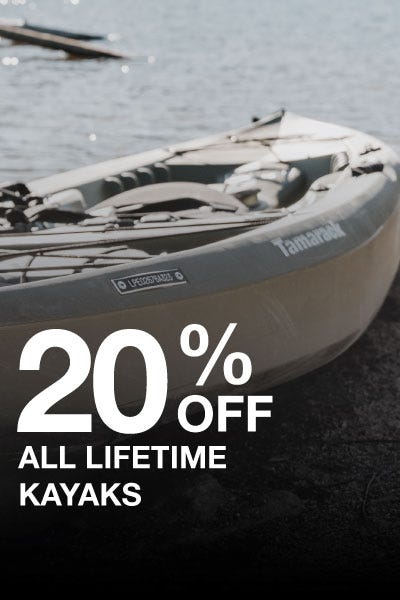 20% off all lifetime kayaks