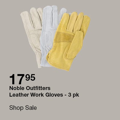 3 pack of noble outfitters gloves in different colors with shop now button on the bottom