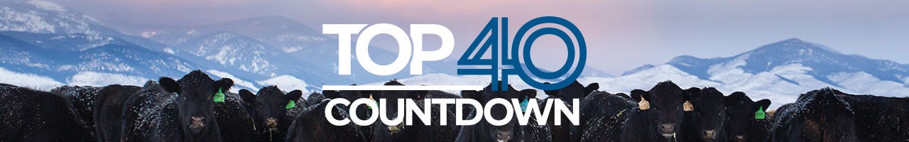 top 40 countdown text graphic with person carrying axe with noble muds boots