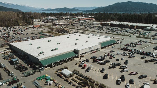 An aerial view of the expansive Ponderay, ID North 40 location being renovated
