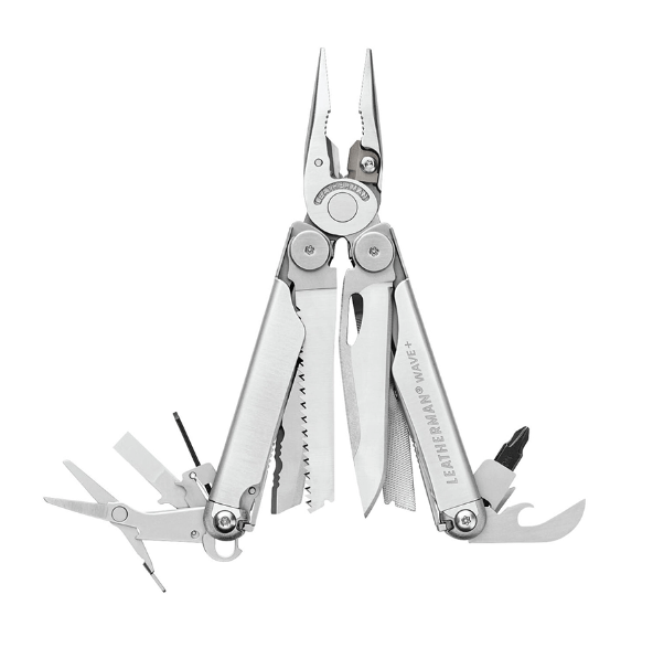 leatherman multi tool with tools spread out