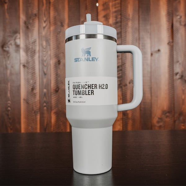 Light gray Stanley Quencher tumbler