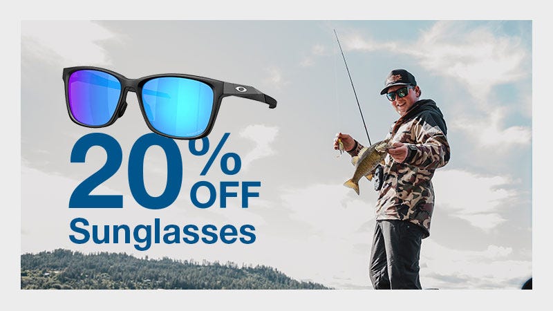 20% off on sunglasses promotion banner with stylish sunglasses displayed.