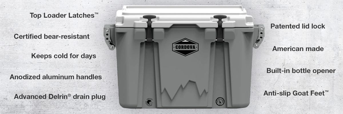 A graphic showing some of the attributes of a Cordova cooler