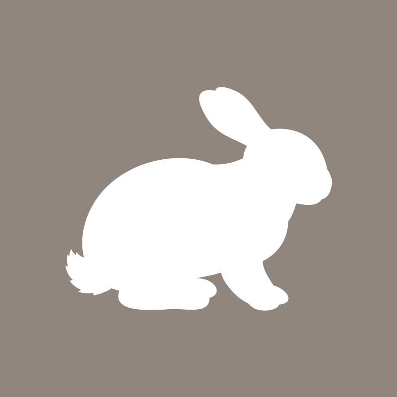 Grey rabbit icon. Click to see Country Companion rabbit feed options.