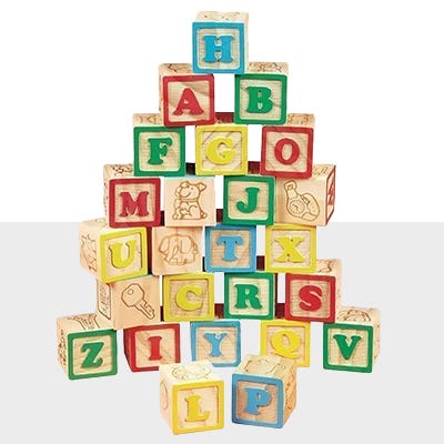 letter blocks icon. click to shop educational toys
