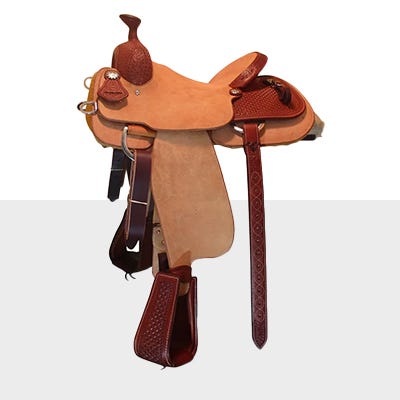 horse saddle icon. click to shop equine and tack