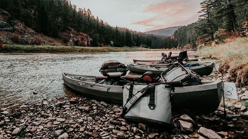 drift boats on shore of smith river in montana