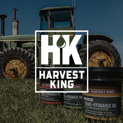 picture of a  tractor with harvest king logo in the front