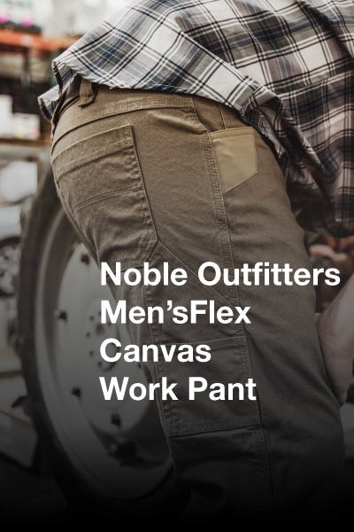Men's flex canvas work pant by Noble Outfitters, featuring durable fabric and a comfortable fit for outdoor tasks.
