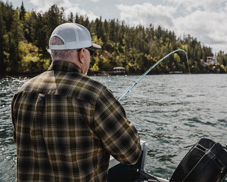hooked up to a kokanee on lake pend oreille using the swate fiberhammer and daiwa lexa combo 
