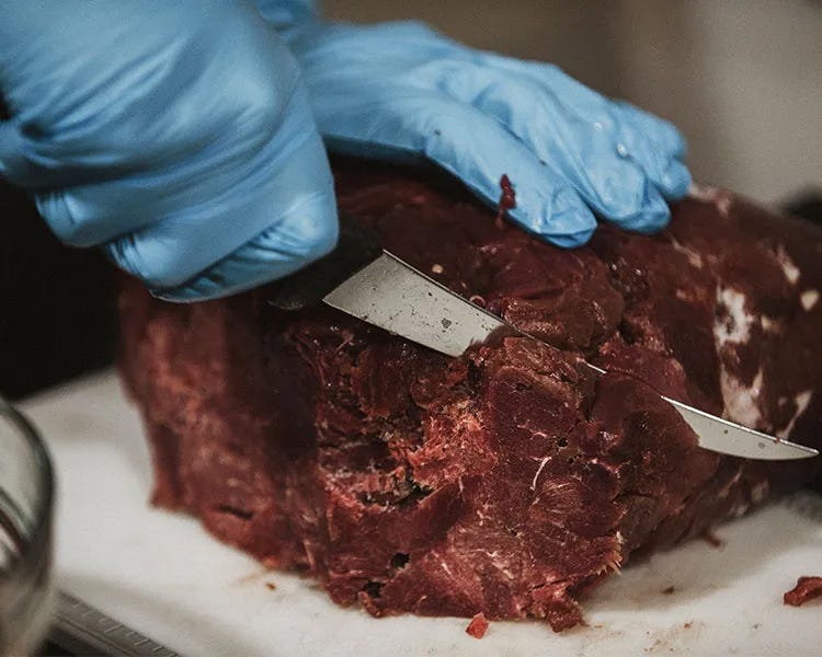 boning knife used for processing deer meat