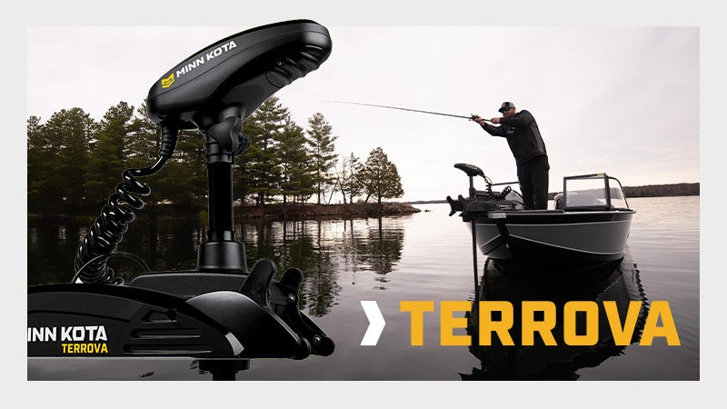 Man Fishing Off Boat with Minn Kota Terrova Motor