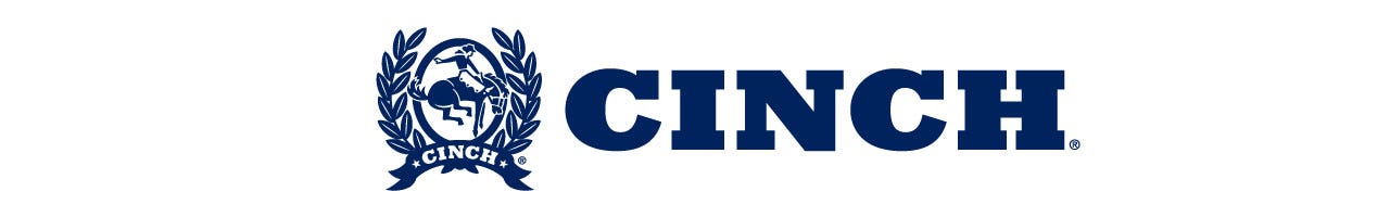 Cinch apparel logo in blue