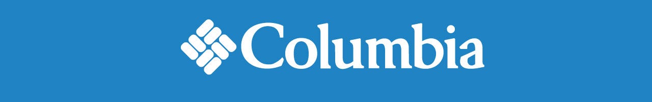 Columbia Sportswear logo in white on blue background