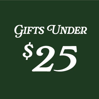 gifts under $25 copy on red background