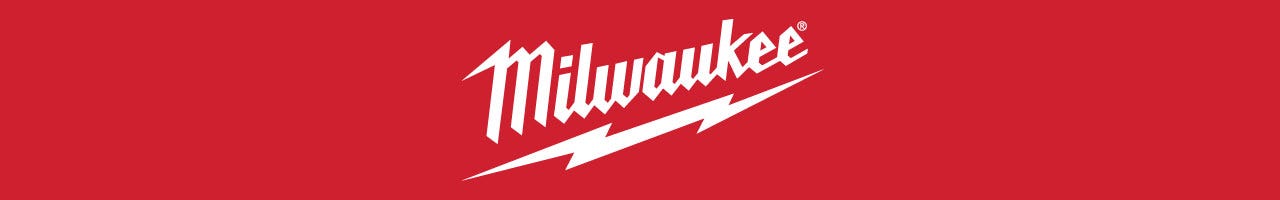 Milwaukee tools logo over red background