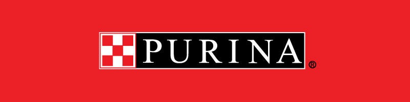 Purina Feeds logo over red background