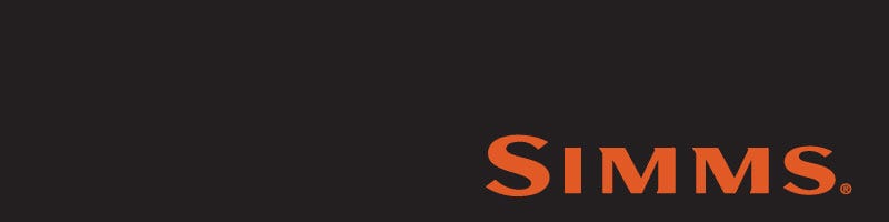 Orange Simms logo over black background
