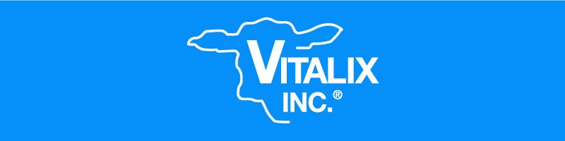 Vitalix logo over blue background